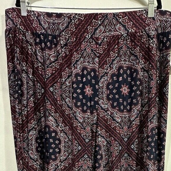 EST 1946 Women's Paisley Red White Blue Elastic Waist Wide Leg Pants SZ  22/24 w - Picture 1 of 8